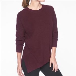 Athleta Rest Day Assymetrical Sweater SZ S Burgandy